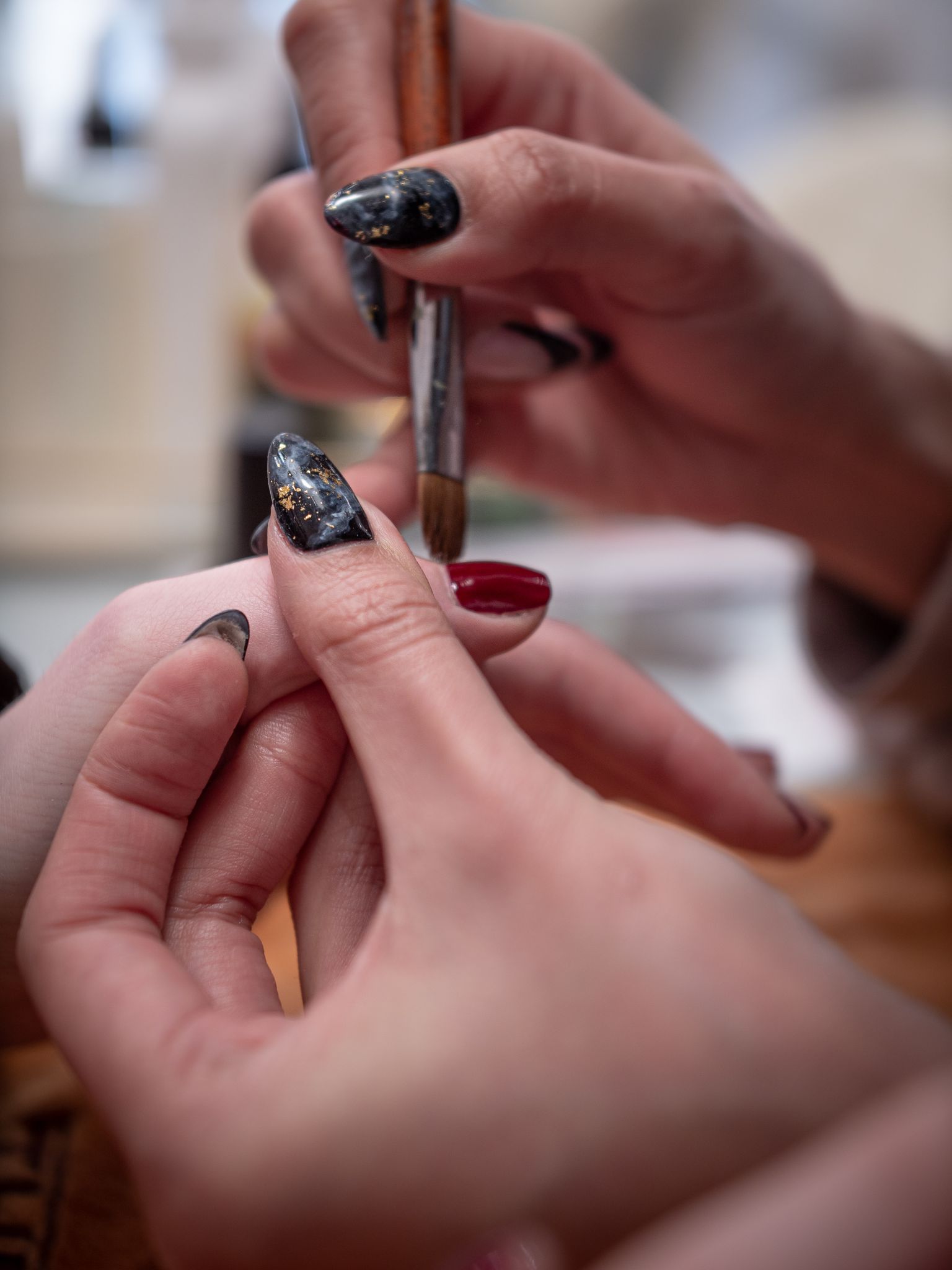 Nail art manicure closeup
